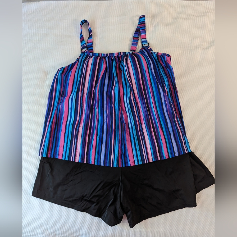 Swim 365 Women's Plus Size 22 Longer Length Mesh Tankini Top. - Picture 4 of 9